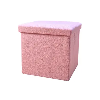 12" Pink Boucle Cube Storage Ottoman
