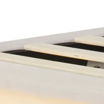 Beige Tufted Upholstered Full Bed Frame With LED Lighting And USB