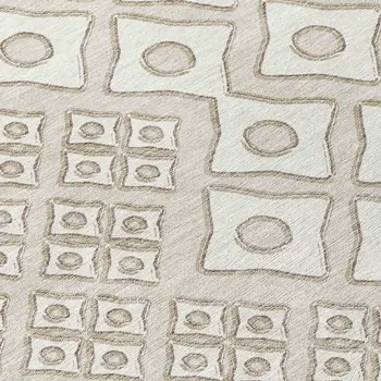 5' X 8' Beige And Ivory Geometric Washable Indoor Outdoor Area Rug