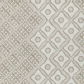 8' X 10' Beige And Ivory Geometric Washable Indoor Outdoor Area Rug
