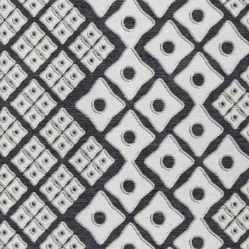 3' X 5' Black And Ivory Geometric Washable Indoor Outdoor Area Rug