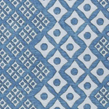 8' X 10' Denim Blue And Light Blue Geometric Washable Indoor Outdoor Area Rug