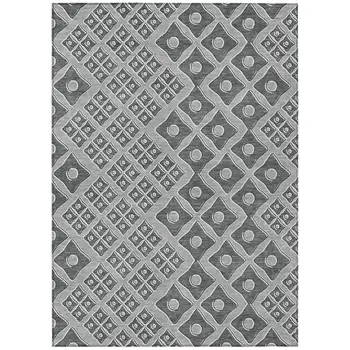 5' X 8' Gray And Light Gray Geometric Washable Indoor Outdoor Area Rug