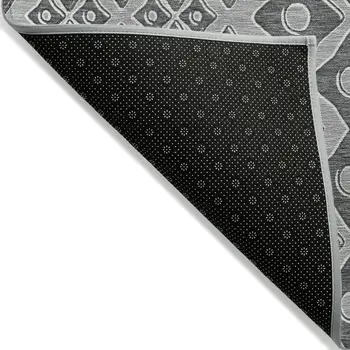 5' X 8' Gray And Light Gray Geometric Washable Indoor Outdoor Area Rug