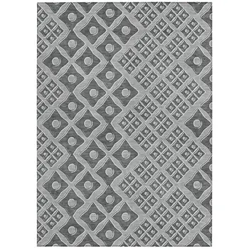 8' X 10' Gray And Light Gray Geometric Washable Indoor Outdoor Area Rug