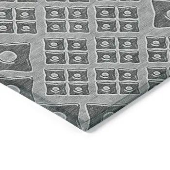 9' X 12' Gray And Light Gray Geometric Washable Indoor Outdoor Area Rug
