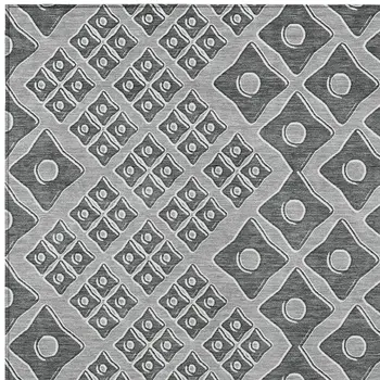 9' X 12' Gray And Light Gray Geometric Washable Indoor Outdoor Area Rug