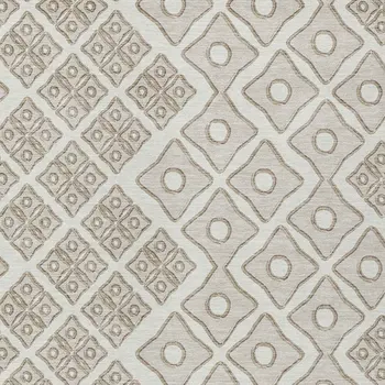 3' X 5' Ivory And Beige Geometric Washable Indoor Outdoor Area Rug