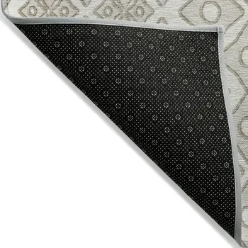 8' X 10' Ivory And Beige Geometric Washable Indoor Outdoor Area Rug