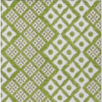 5' X 8' Lime Green And Ivory Geometric Washable Indoor Outdoor Area Rug