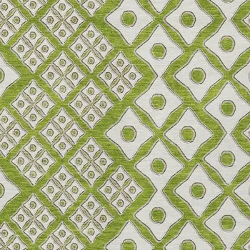 5' X 8' Lime Green And Ivory Geometric Washable Indoor Outdoor Area Rug