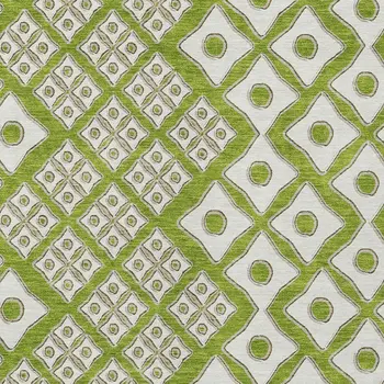8' X 10' Lime Green And Ivory Geometric Washable Indoor Outdoor Area Rug