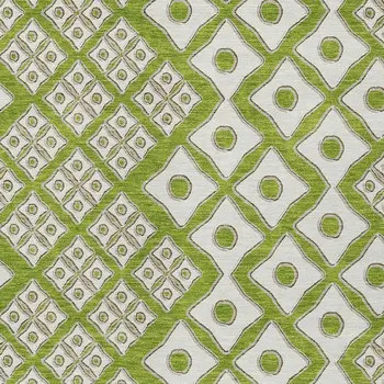 9' X 12' Lime Green And Ivory Geometric Washable Indoor Outdoor Area Rug