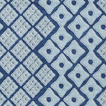 9' X 12' Navy Blue And Light Blue Geometric Washable Indoor Outdoor Area Rug