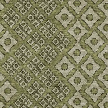 5' X 8' Olive Green And Gray Geometric Washable Indoor Outdoor Area Rug