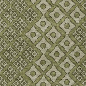 10' X 14' Olive Green And Gray Geometric Washable Indoor Outdoor Area Rug