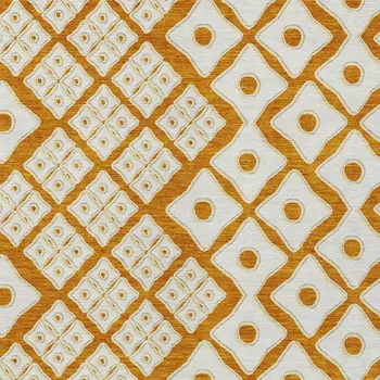 8' X 10' Orange And Ivory Geometric Washable Indoor Outdoor Area Rug