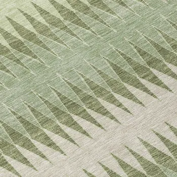 8' Artichoke Green And Light Green Round Striped Washable Indoor Outdoor Area Rug