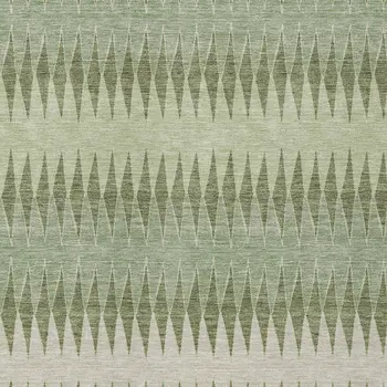 10' X 14' Artichoke Green And Light Green Striped Washable Indoor Outdoor Area Rug