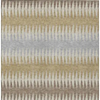 3' X 5' Beige Gray And Brown Striped Washable Indoor Outdoor Area Rug