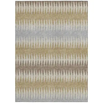 8' X 10' Beige Gray And Brown Striped Washable Indoor Outdoor Area Rug