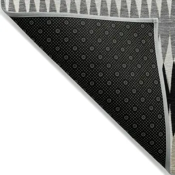 3' X 5' Black Gray And Beige Striped Washable Indoor Outdoor Area Rug