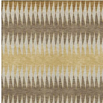 5' X 8' Chocolate And Ivory Striped Washable Indoor Outdoor Area Rug