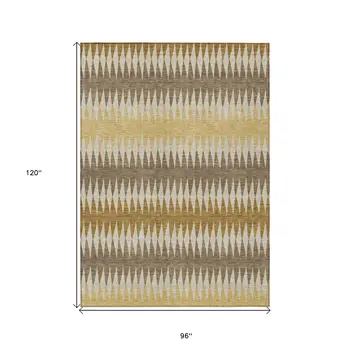 8' X 10' Chocolate And Ivory Striped Washable Indoor Outdoor Area Rug