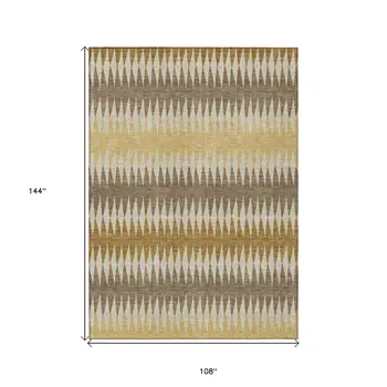 9' X 12' Chocolate And Ivory Striped Washable Indoor Outdoor Area Rug