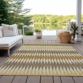 9' X 12' Chocolate And Ivory Striped Washable Indoor Outdoor Area Rug