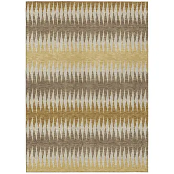 9' X 12' Chocolate And Ivory Striped Washable Indoor Outdoor Area Rug