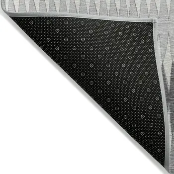 8' X 10' Gray And Ivory Striped Washable Indoor Outdoor Area Rug