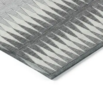 8' X 10' Gray And Ivory Striped Washable Indoor Outdoor Area Rug