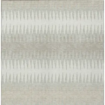 3' X 5' Ivory And Gray Striped Washable Indoor Outdoor Area Rug