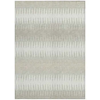 10' X 14' Ivory And Gray Striped Washable Indoor Outdoor Area Rug