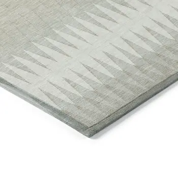 10' X 14' Ivory And Gray Striped Washable Indoor Outdoor Area Rug