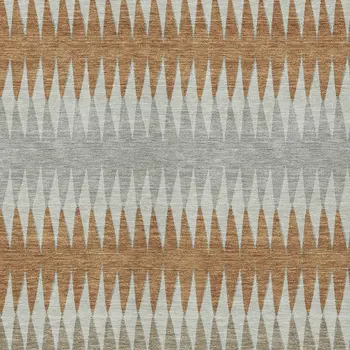 8' X 10' Orange Gray And Beige Striped Washable Indoor Outdoor Area Rug