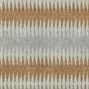 9' X 12' Orange Gray And Beige Striped Washable Indoor Outdoor Area Rug