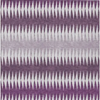 3' X 5' Purple And Ivory Striped Washable Indoor Outdoor Area Rug