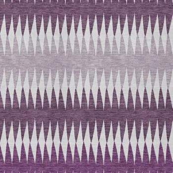 5' X 8' Purple And Ivory Striped Washable Indoor Outdoor Area Rug