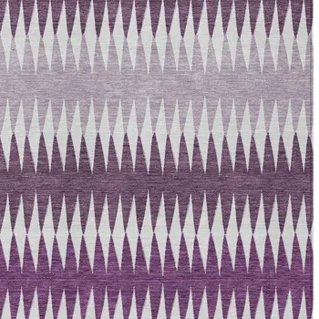 8' X 10' Purple And Ivory Striped Washable Indoor Outdoor Area Rug