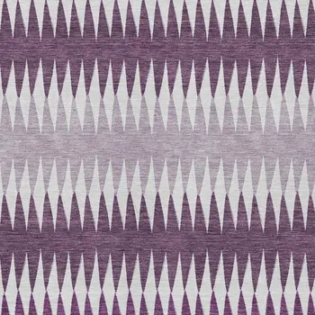 10' X 14' Purple And Ivory Striped Washable Indoor Outdoor Area Rug