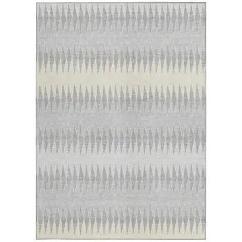 5' X 8' Silver Gray And Ivory Striped Washable Indoor Outdoor Area Rug