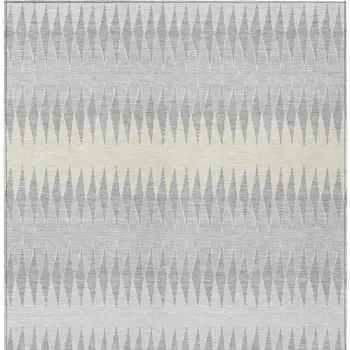 8' X 10' Silver Gray And Ivory Striped Washable Indoor Outdoor Area Rug