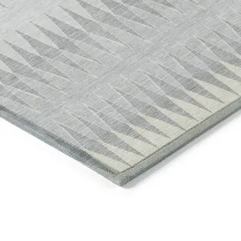 8' X 10' Silver Gray And Ivory Striped Washable Indoor Outdoor Area Rug