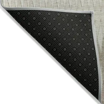 5' X 8' Taupe Beige And Ivory Striped Washable Indoor Outdoor Area Rug
