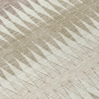 8' Taupe Beige And Ivory Round Striped Washable Indoor Outdoor Area Rug