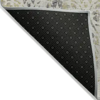 8' X 10' Beige And Dark Gray Floral Washable Indoor Outdoor Area Rug