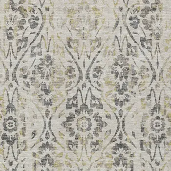 8' X 10' Beige And Dark Gray Floral Washable Indoor Outdoor Area Rug