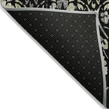 5' X 8' Black Gray And Ivory Floral Washable Indoor Outdoor Area Rug